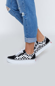 platform checkerboard vans old skool