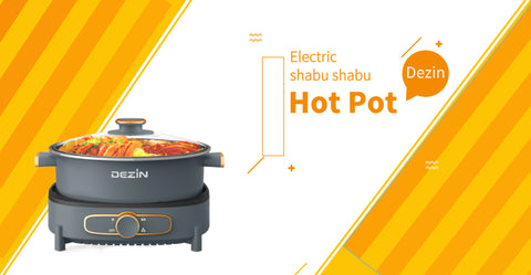 Dezin Electric Hot Pot with Divider, 5L Double-Flavor Shabu Shabu