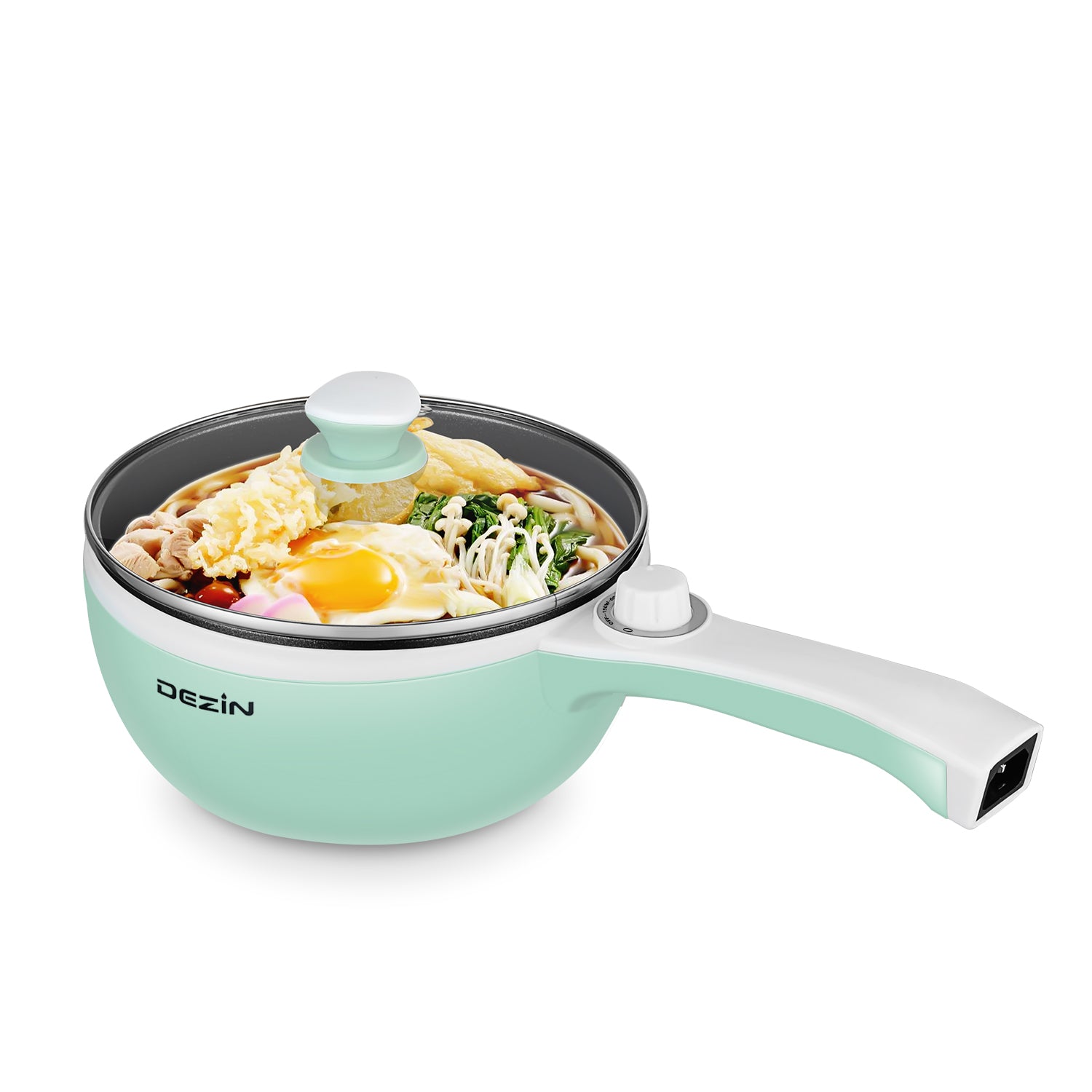 dezin electric hot pot upgraded, non-stick saut pan, rapid noodles cooker,  1.5l mini pot for steak, egg, fried rice, ramen, oatmeal, soup with