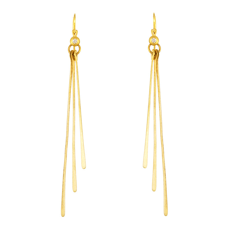 Gold Drop Earrings with Diamonds, SALE