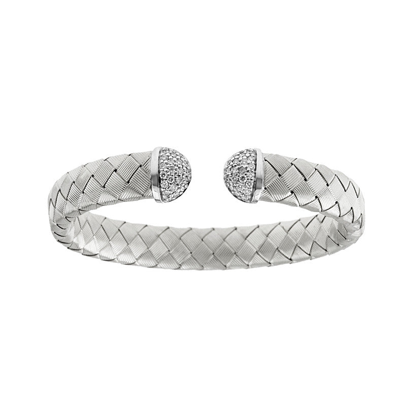 18k White Gold Woven Cuff Bracelet with Diamonds, SOLD – Deleuse Fine ...