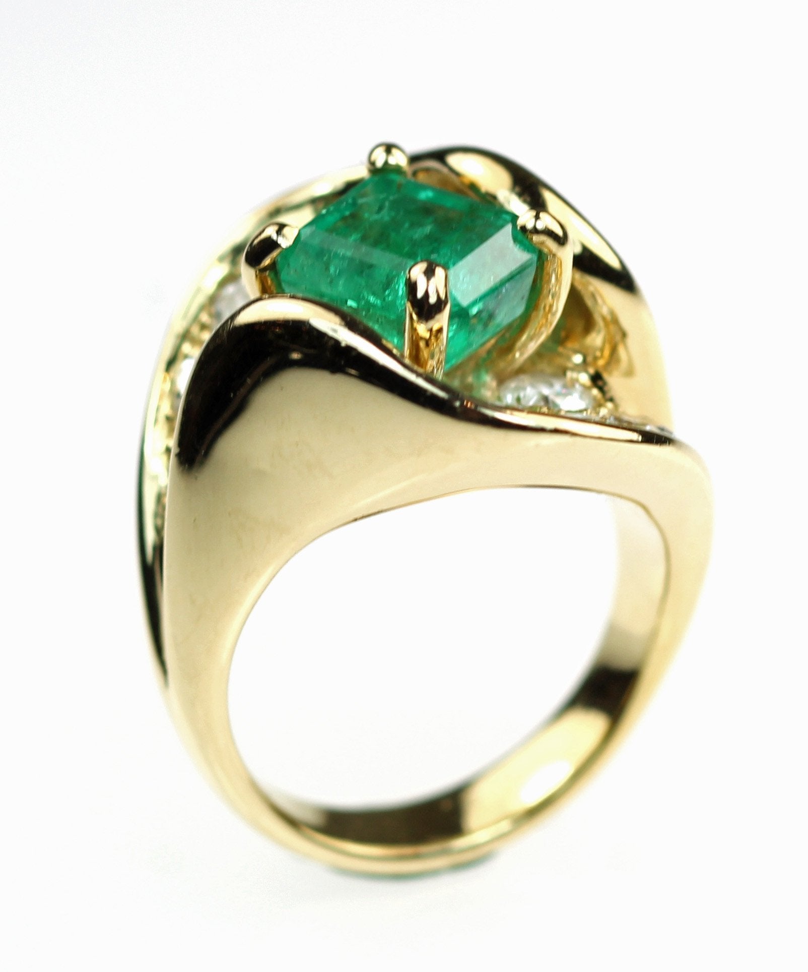 Vintage Emerald and Diamond Ring, SUPER SALE