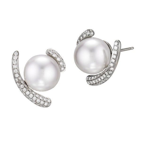 Cultured Pearl and Diamond Earrings, SOLD – Deleuse Fine Jewelry