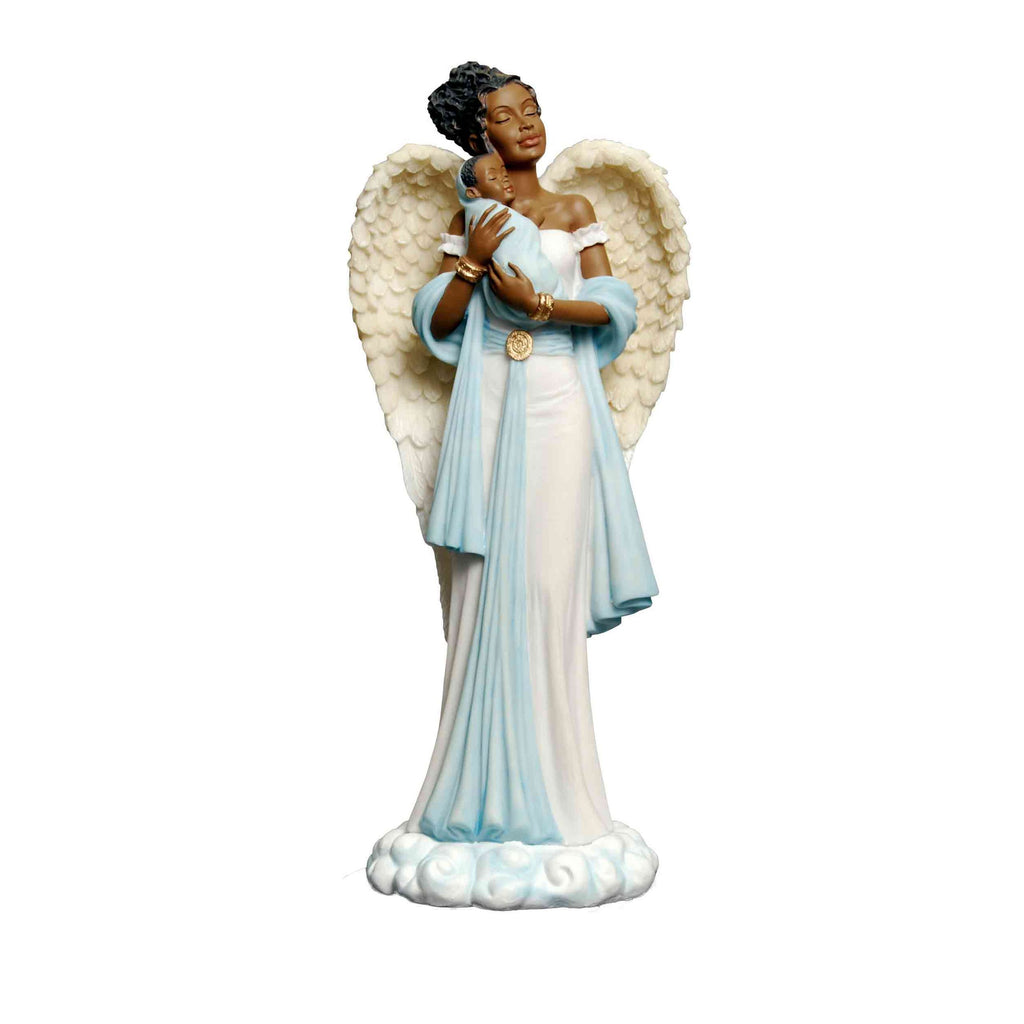 African American Graceful Angel with Baby Figurine | The Black Art Depot