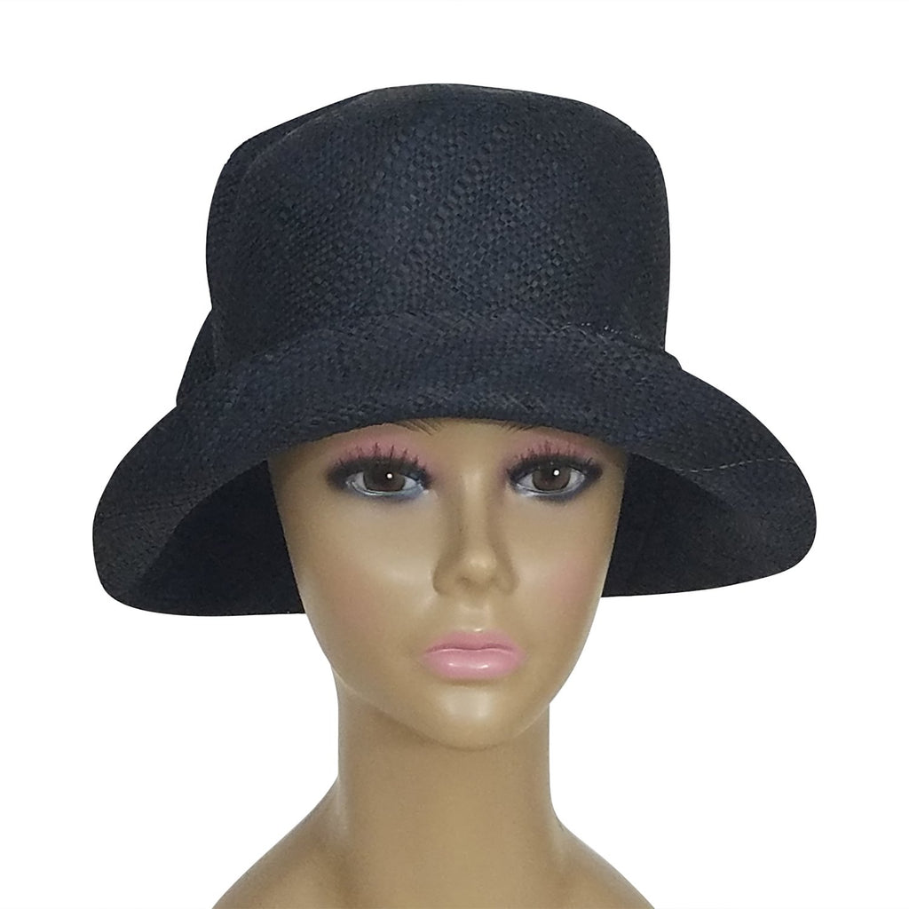 Durene: Hand Woven Black Madagascar Bell Shaped Raffia Hat with Bow ...