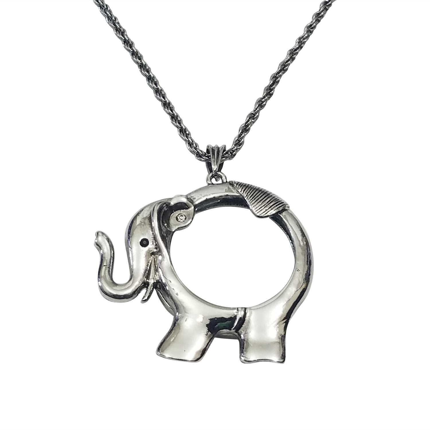 Elephant Magnifying Glass Pendant with Long Necklace | The Black Art Depot