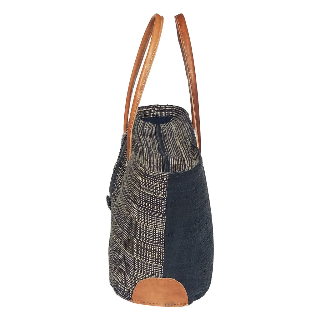 Domoina: Authentic Handmade Black & Natural Madagascar Raffia Hand Bag ...