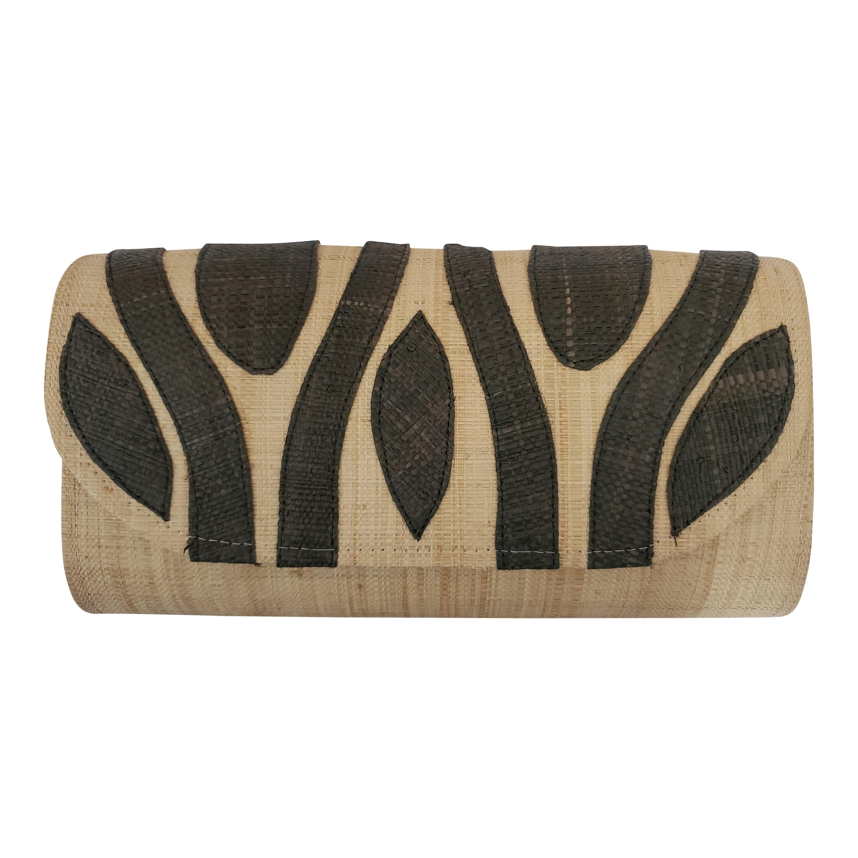 black raffia clutch