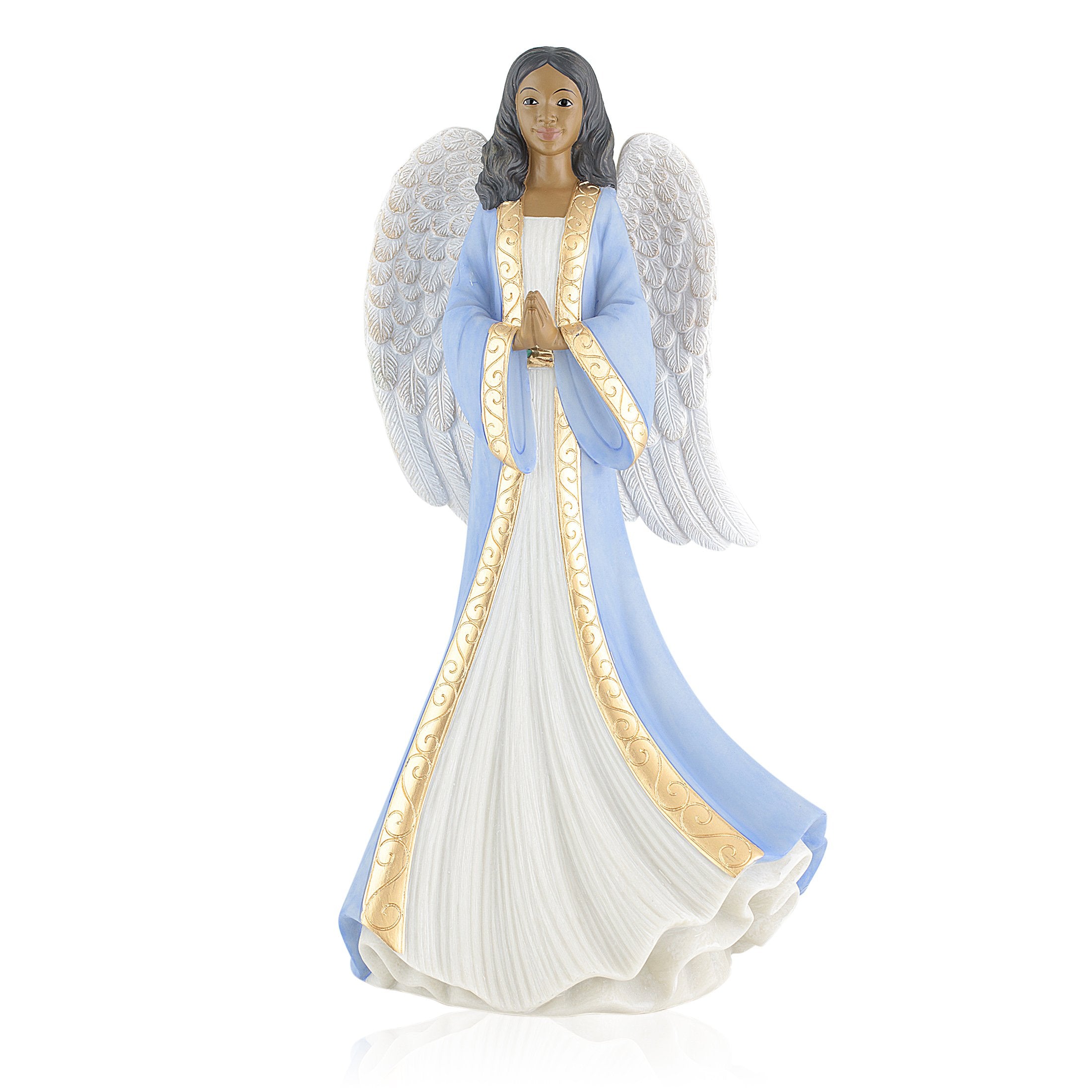 Humble Prayer (Blue): African-American Angel Figurine (Praise & Worship