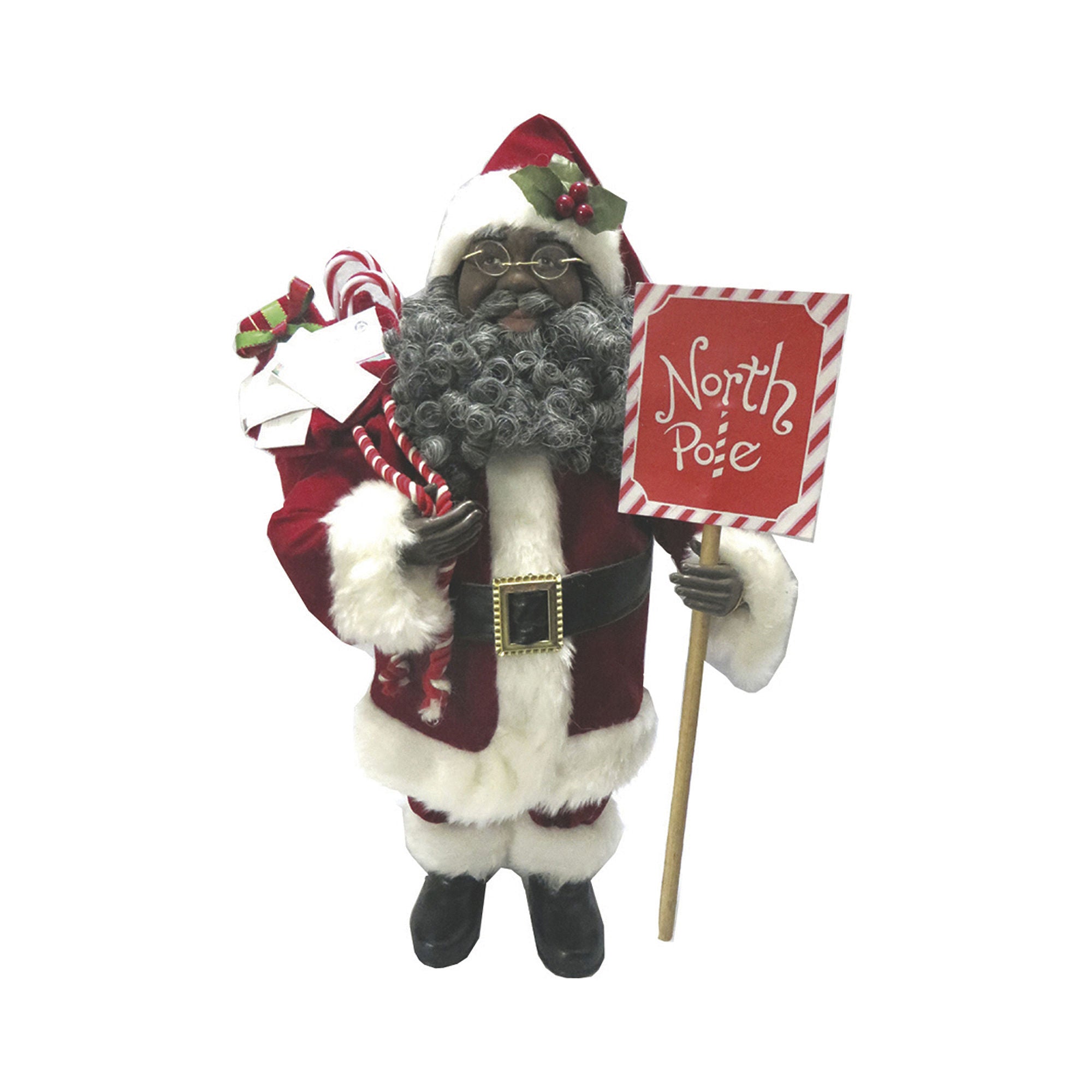 African American North Pole Santa Claus Figurine (Black Christmas Decor