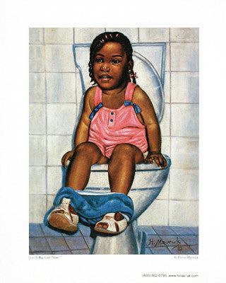 Potty Girl by Alan and Aaron Hicks (African American Bathroom Art) – The  Black Art Depot