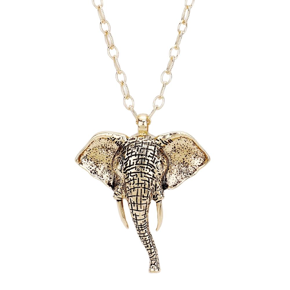 Delta Sigma Theta Inspired Antique Metal Elephant Long Necklace | The ...