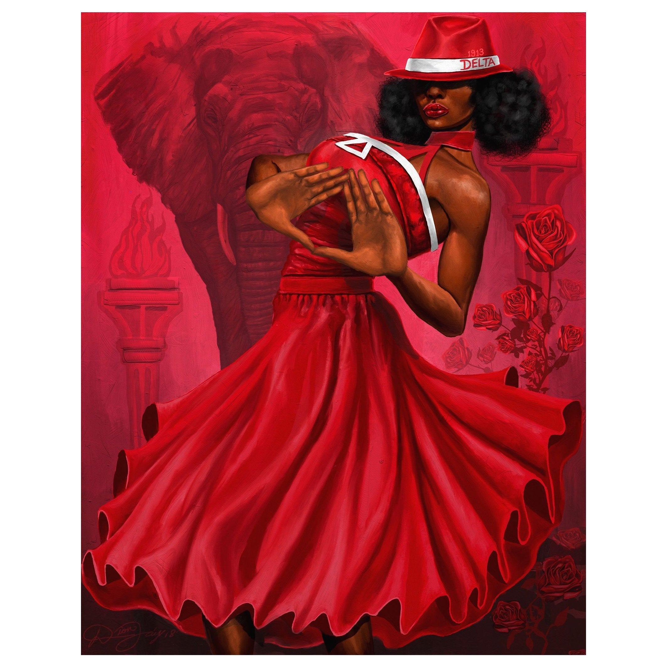 Red and White Divine Diva Dion Pollard | The Art Depot