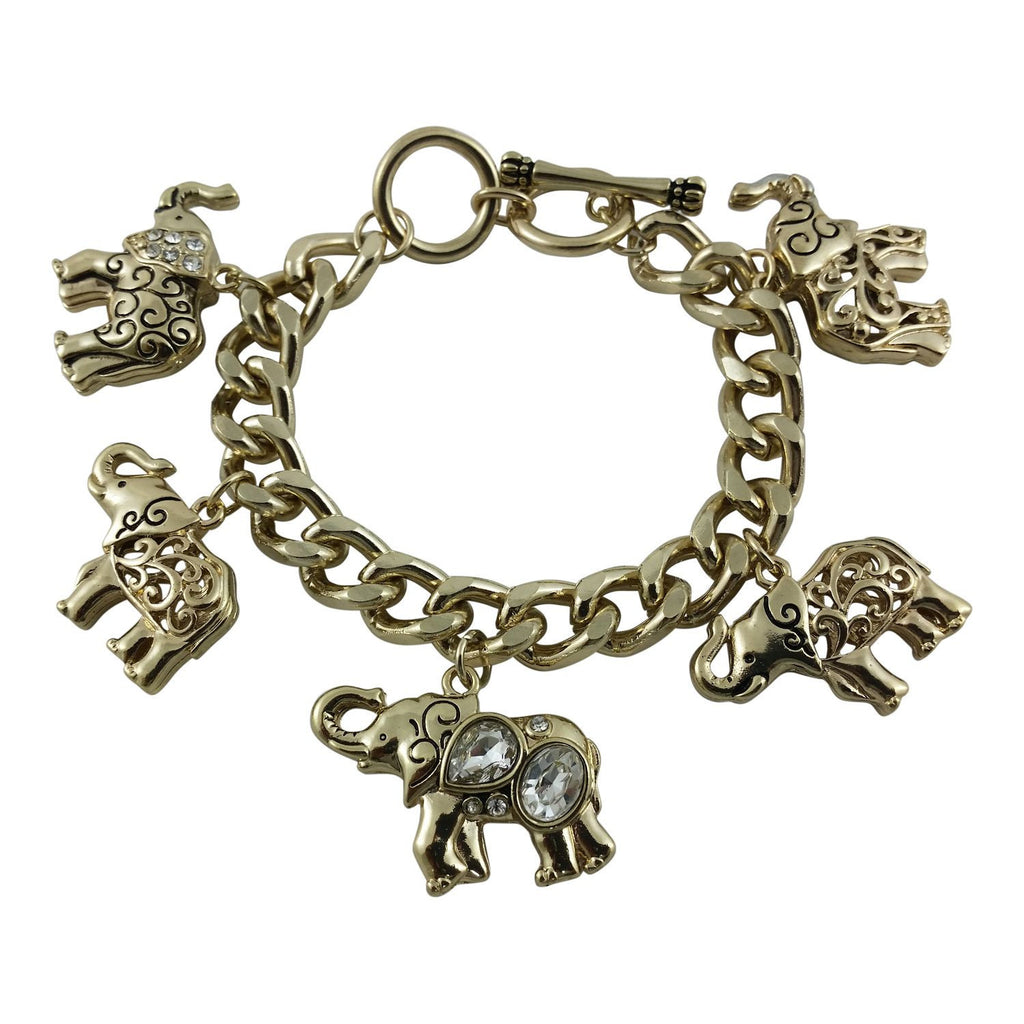 Elephant Chain Link Charm Bracelet | The Black Art Depot