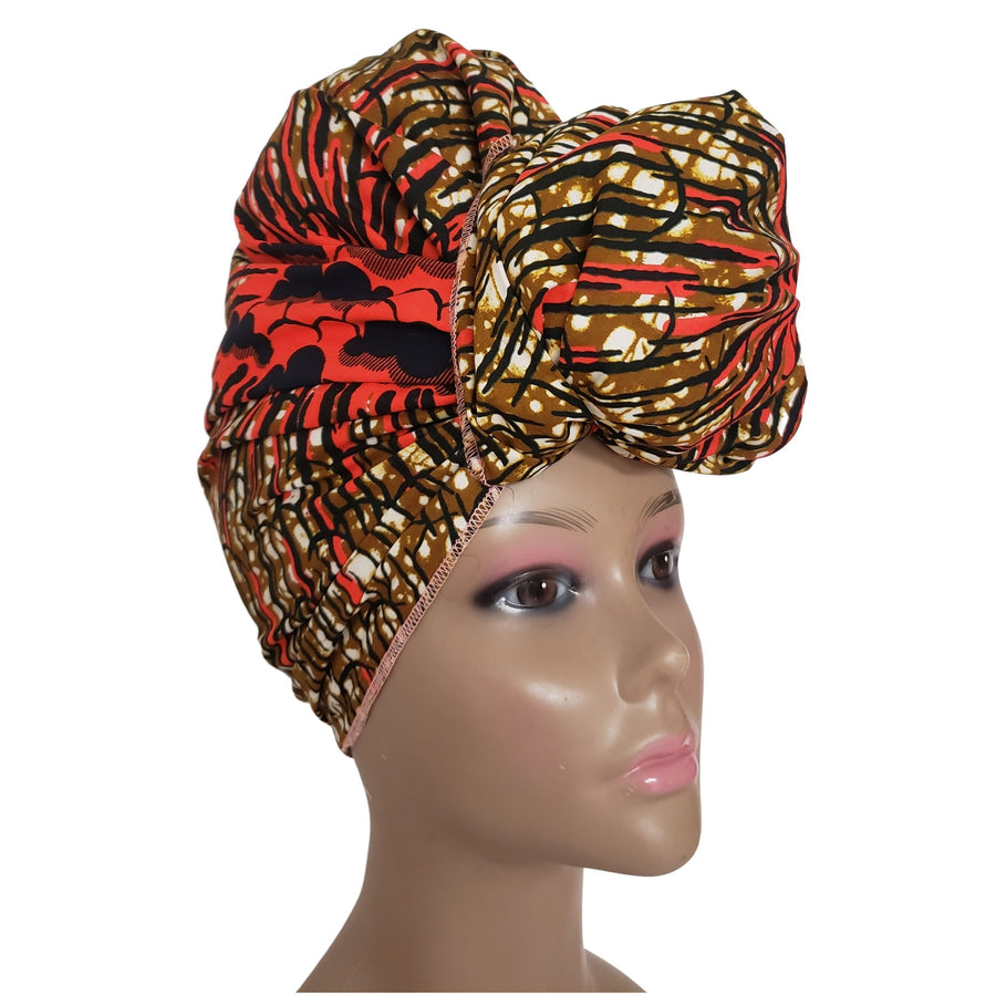 Turban Wax African Print Headwrap Brown Headwrap Brown -  Hong