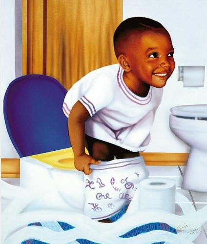 Potty Girl by Alan and Aaron Hicks (African American Bathroom Art) – The  Black Art Depot