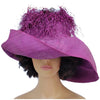 Aberash: Handmade Madagascar Big Brim Crown Out Raffia Sun Hat (Purple)