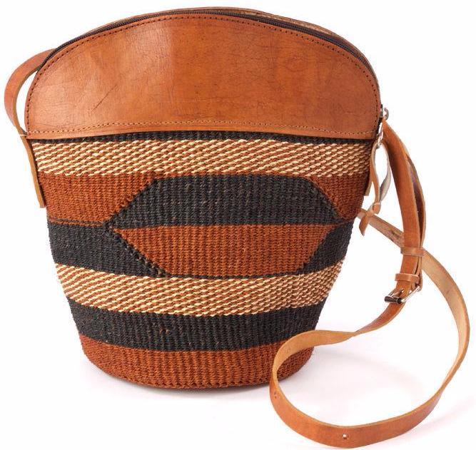 Authentic African Hand Made Sisal and Leather Kiondo (Hand Bag) | The Black Art Depot