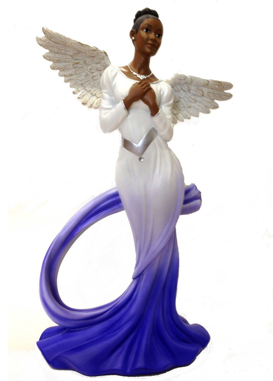 Sash African American Angel Figurine in Blue | The Black Art Depot