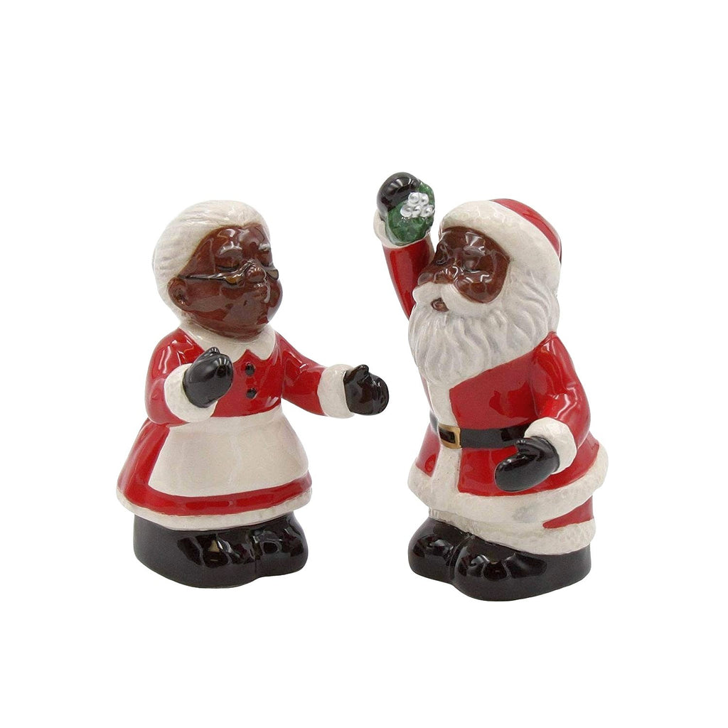 Under the Mistletoe: African American Santa Claus Salt & Pepper Shaker