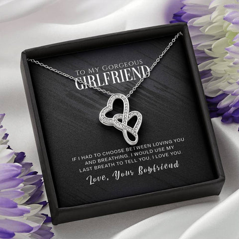 To My Gorgeous Girlfriend - Double Hearts Necklace - Carteese