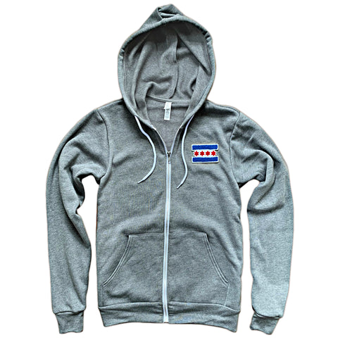 Chicago Flag Patch Zip-Up Hoodie