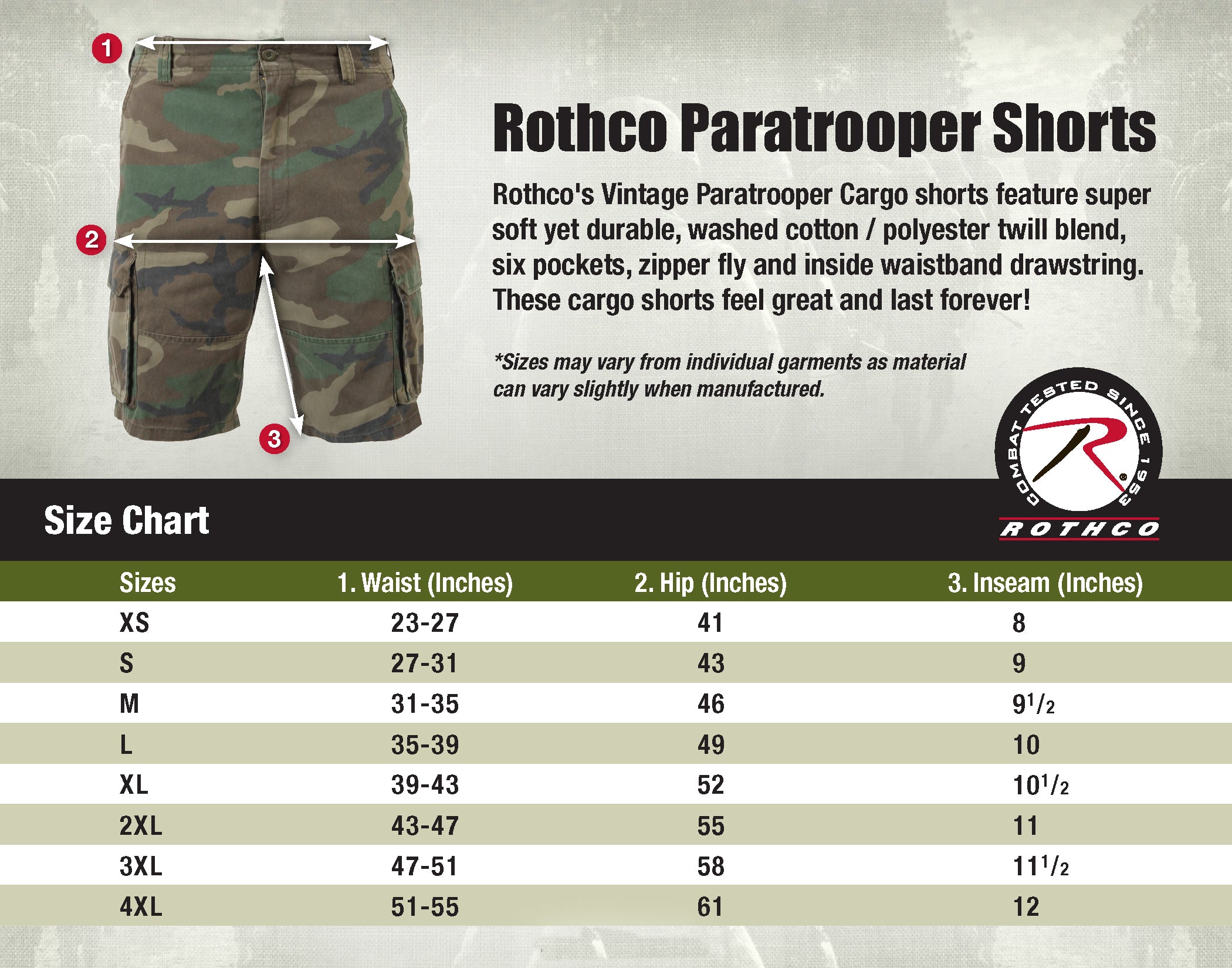 Rothco Pants Size Chart