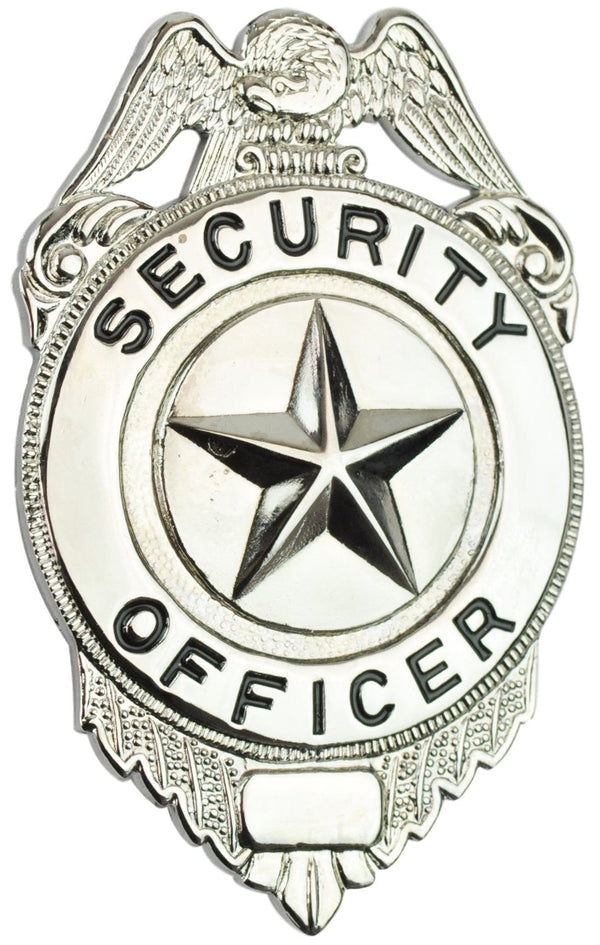 SECURITY OFFICER Badge Patch, Silver/Black, 3 Circle - Emblem