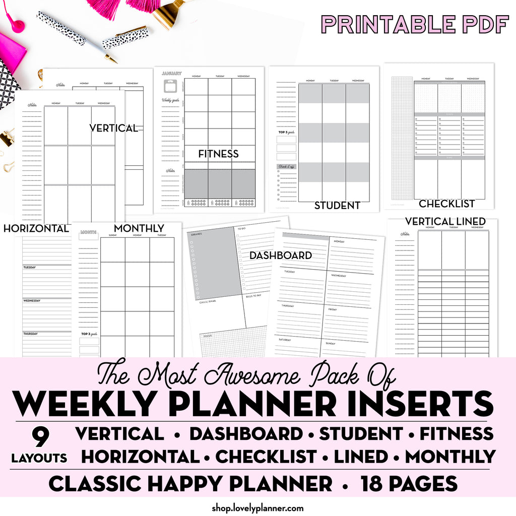 Download 9 Weekly (WO2P layouts) & Monthly Templates - Classic ...