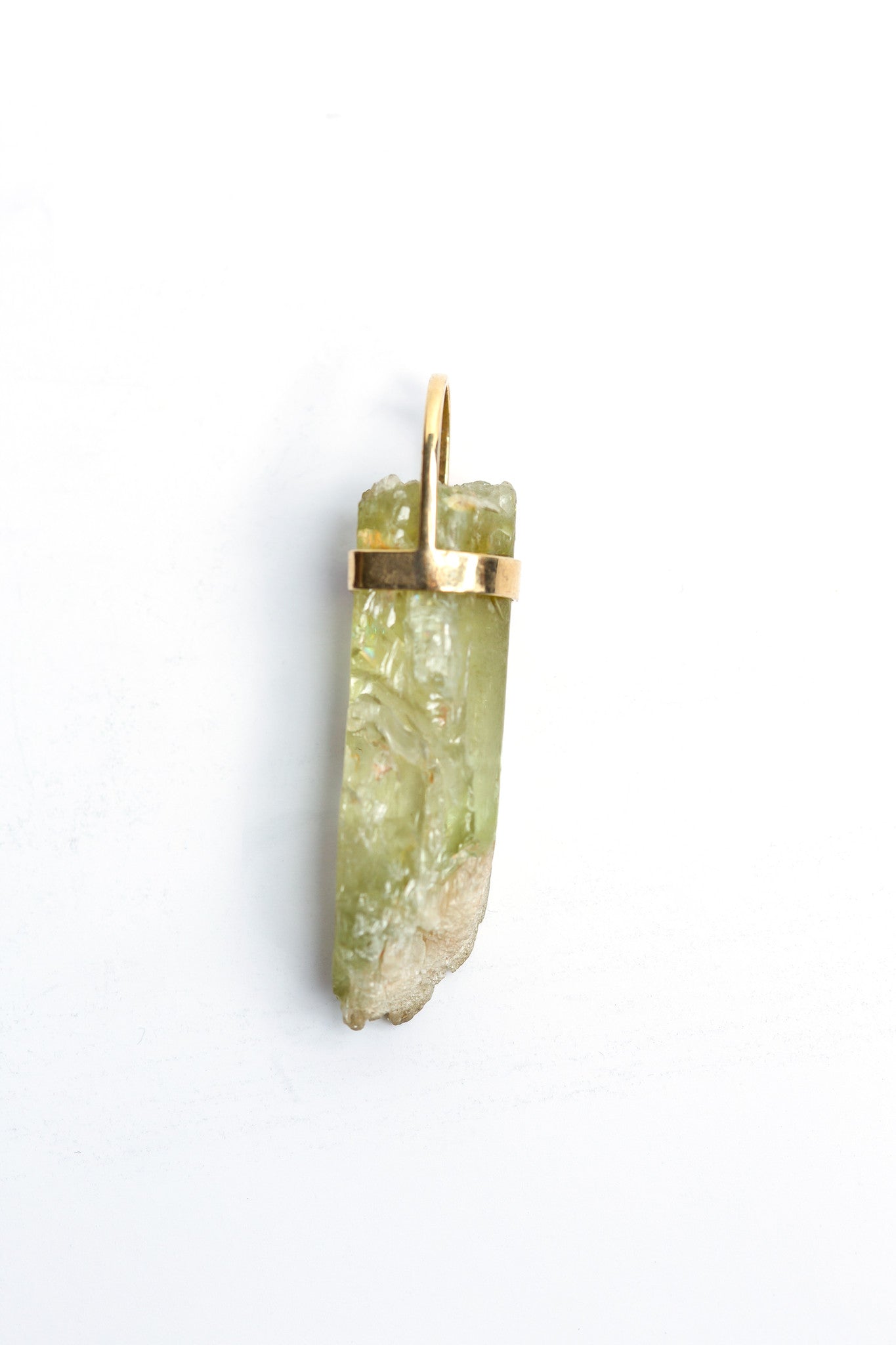 Green Kunzite Point Pendant