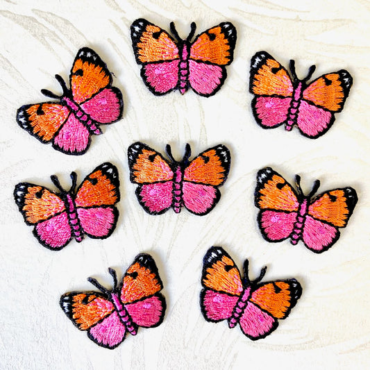 Pink Butterfly Embroidered Patch — Iron On – Paddy's Patches