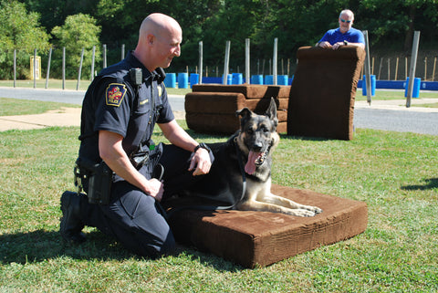 K9 officer and dog celebrate a donated Big Barker