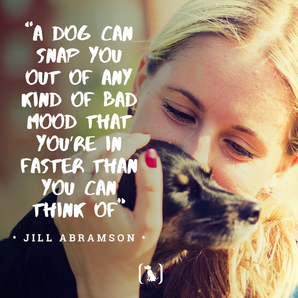 “A dog can snap you out of any kind of bad mood that you’re in faster than you can think of”