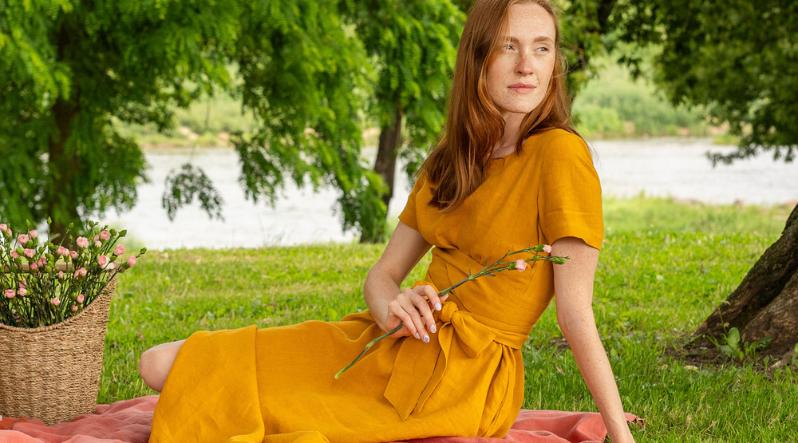 Organic 100% Linen Dresses for Women ️ menique