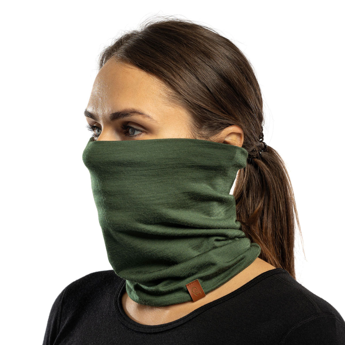 Merino Wool Women's Warm Neck Gaiter * Winter Sport Face Tube Scarf Dark  Green