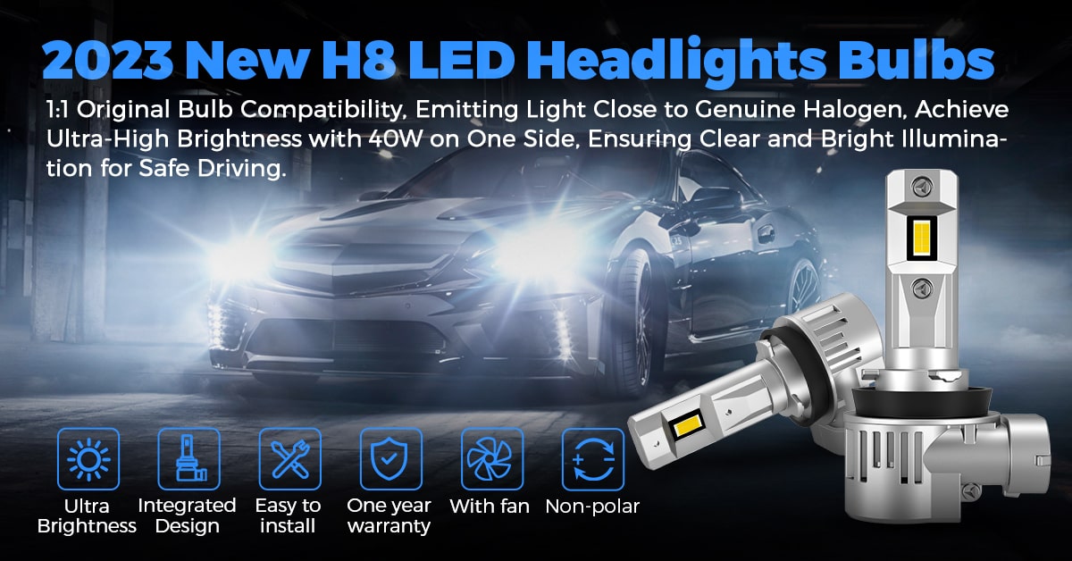 H11/H8 LED Bulbs 40W with Cooling Fan for Headlights