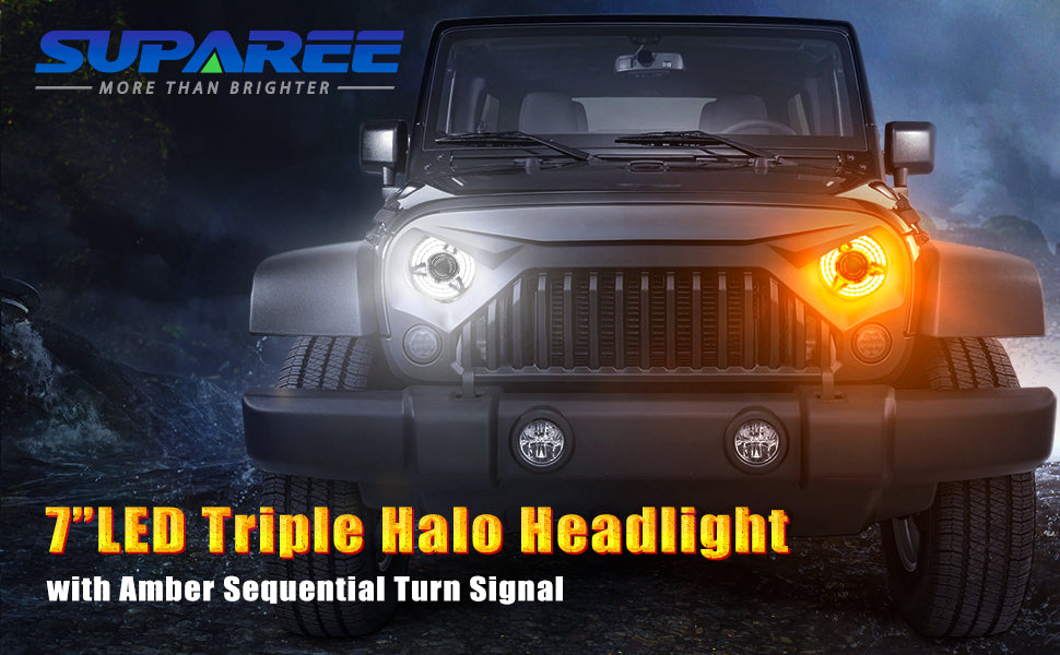 Jeep Headlights LED With Turn Signal For Wrangler JK TJ