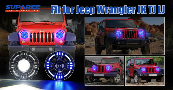 Jeep LED Headlights with RGB For 1997-2024 Wrangler