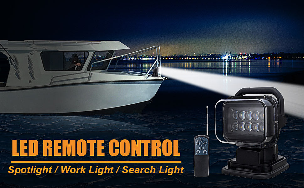 High Power 50W 360° Search Light Remote Controlled Offroad LED Spotlights  Work Lights