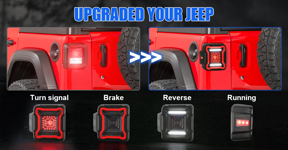 Jeep Wrangler LED Tail Lights lighting modes