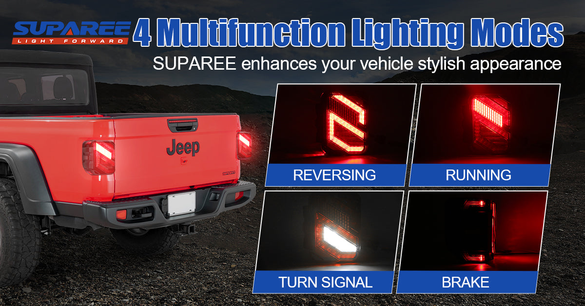 Jeep Gladiator LED Tail Lights with S-Shaped - Lighting Modes