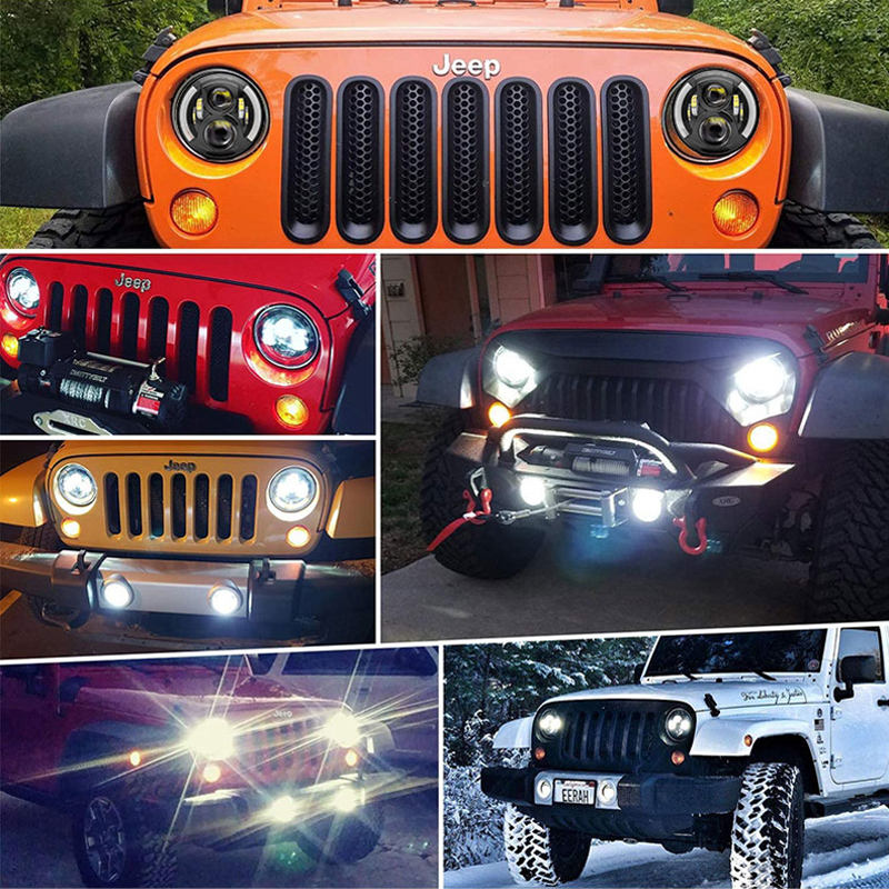 Jeep Wrangler Halo Headlights With Amber & White Turn Singal