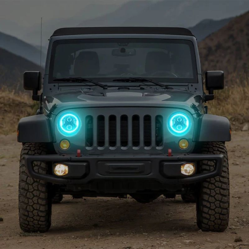 Jeep Wrangler JK LED Headlights With RGB Halo Turn Signal