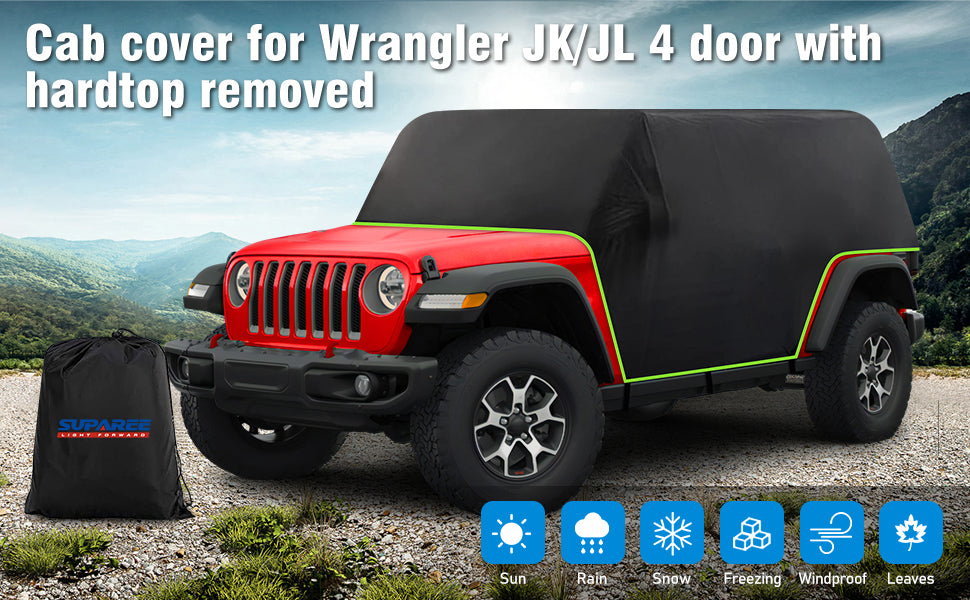 Jeep cab cover for JK JL 4 Door with Hardtop Removed