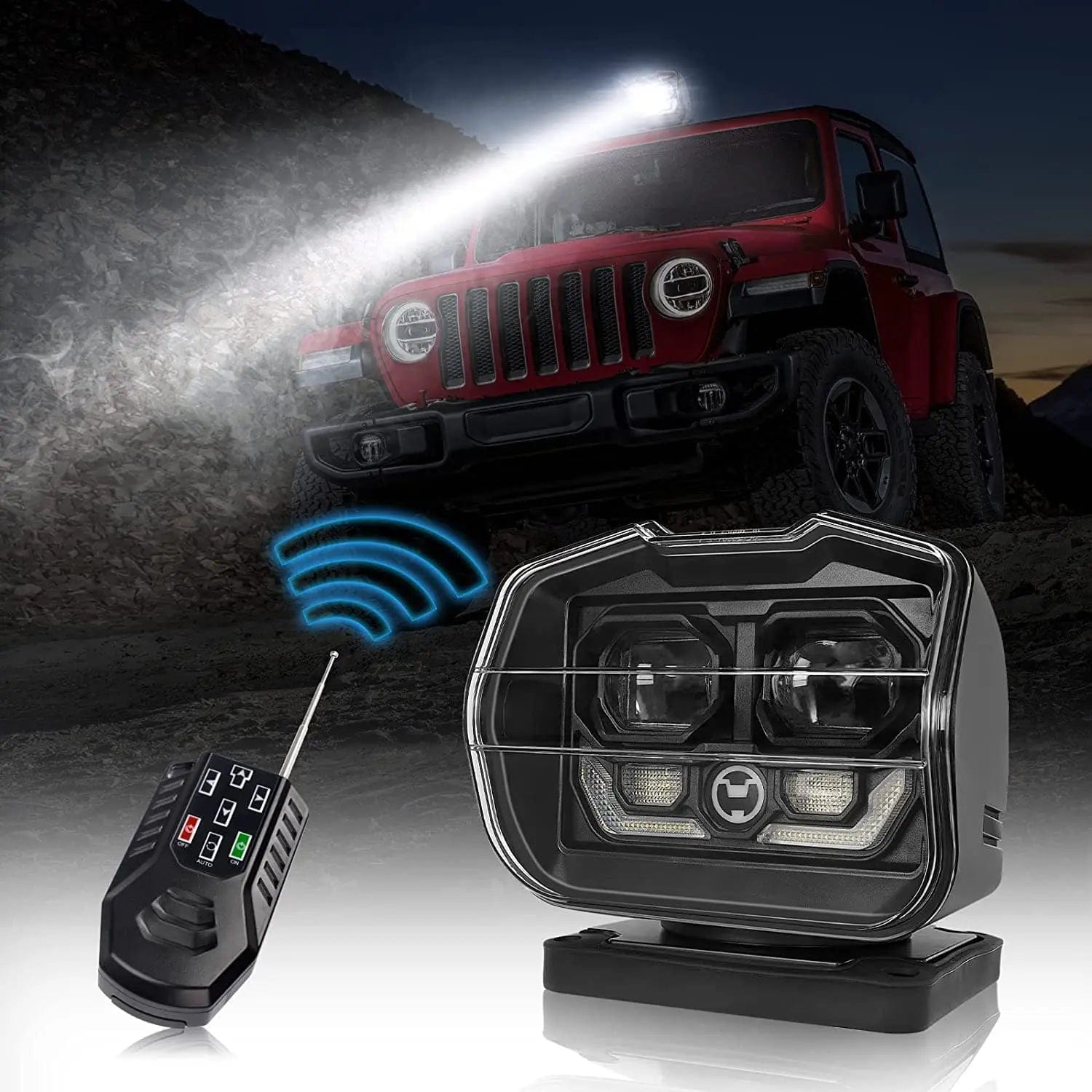 High Power 50W 360° Search Light Remote Controlled Offroad LED Spotlights  Work Lights