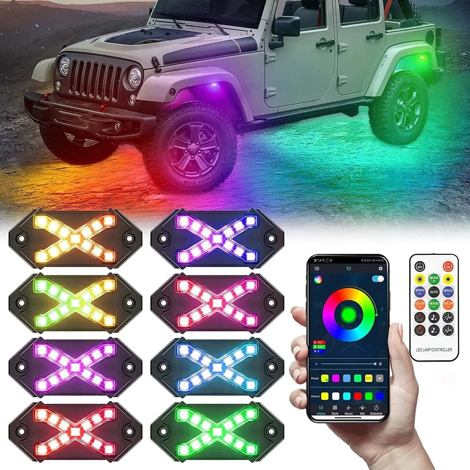 RGB Rock Lights underglow kit, RGB rock light for truck – SUPAREE