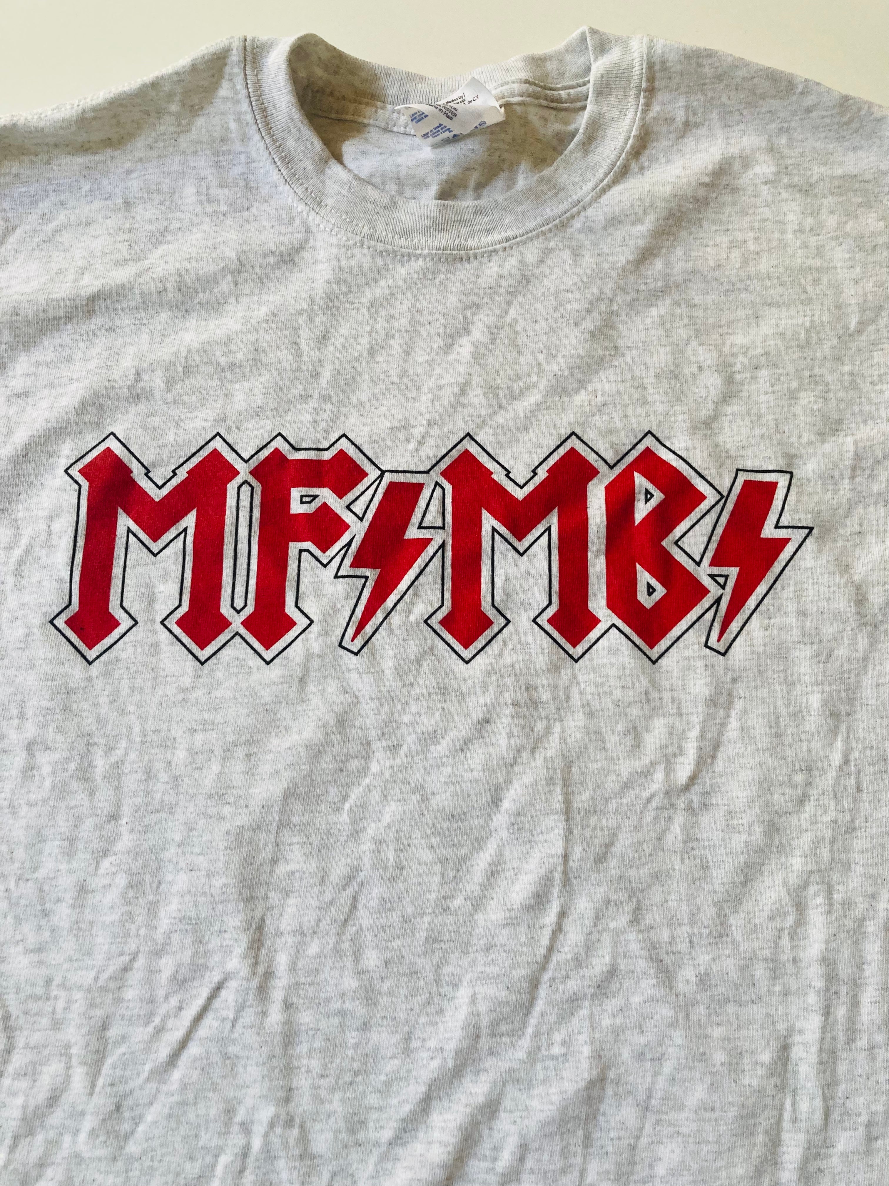 MF/MB/ - Classic T-shirt design - Gray with black and red print – Adrian Recordings