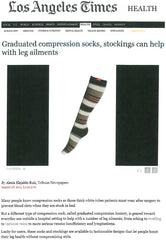 An article of Los Angeles Times which recommends VIM & VIGR socks as "Lucky for users, as these socks and stockings are available in fashionable designs that let people boost their leg health without compromising style."