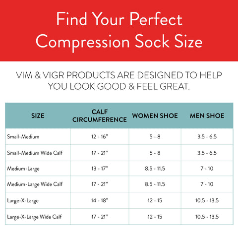 compression sock size chart