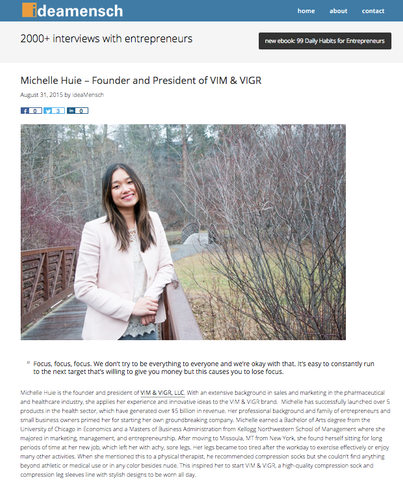 Online article about Michelle Huie's journey as a entrepreneur